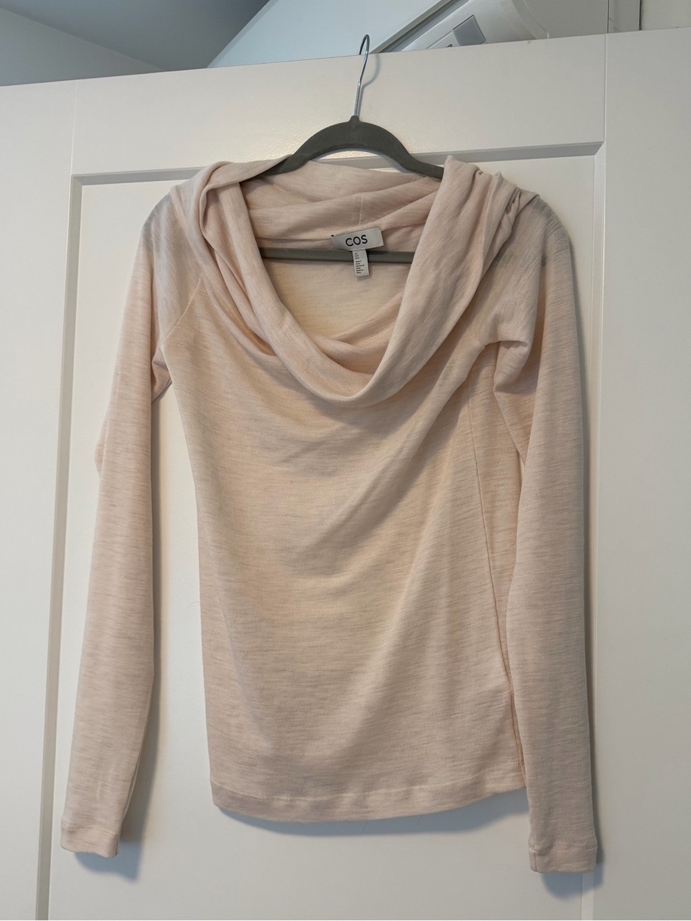 COS Women's Pale Blush Draped Cowl Neck Sweater